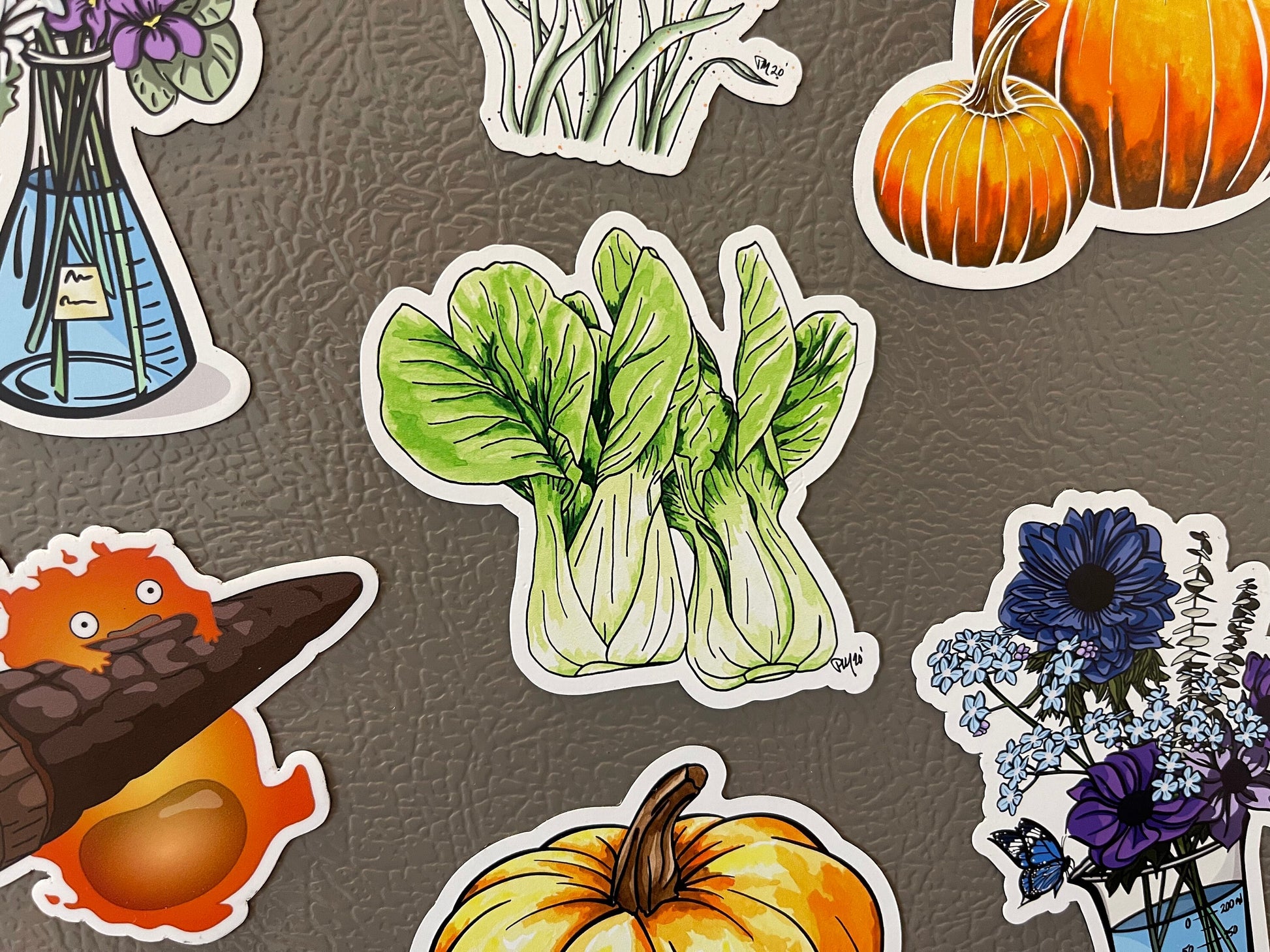 Watercolor Carrot, Bok Choy, and Radish Magnets