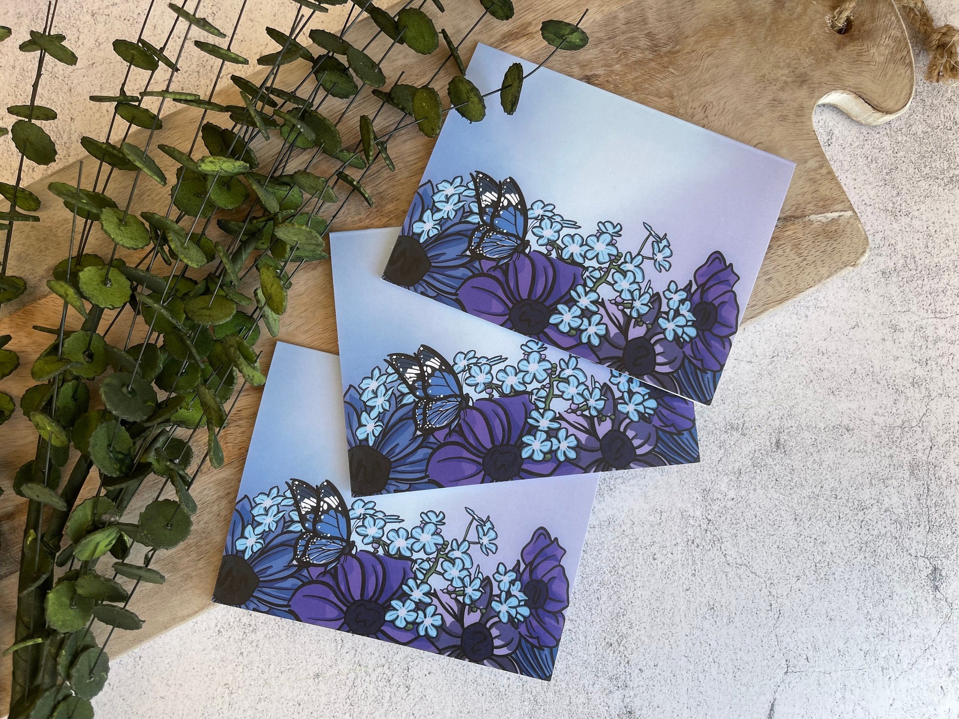 Blue Floral Greeting Card