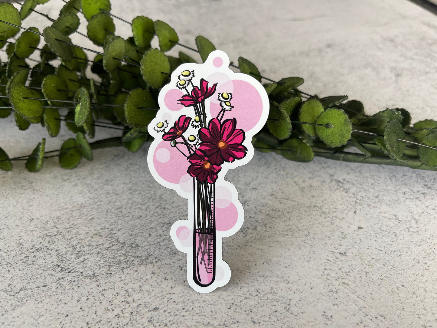 Pink Floral Test Tube Magnet