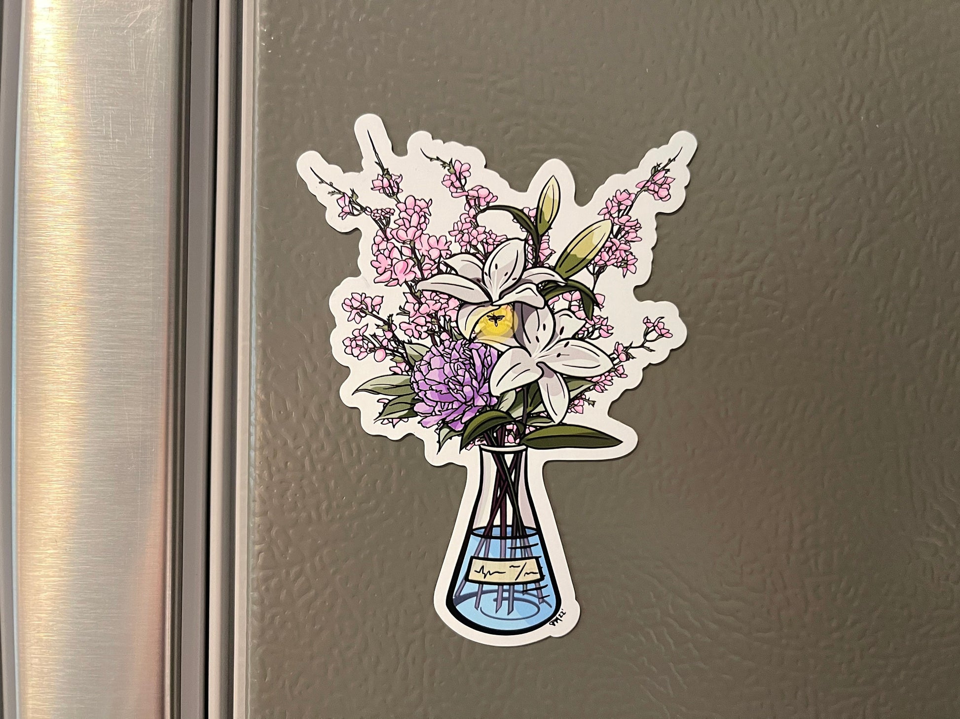 Cherry Blossom Science Flask Magnet