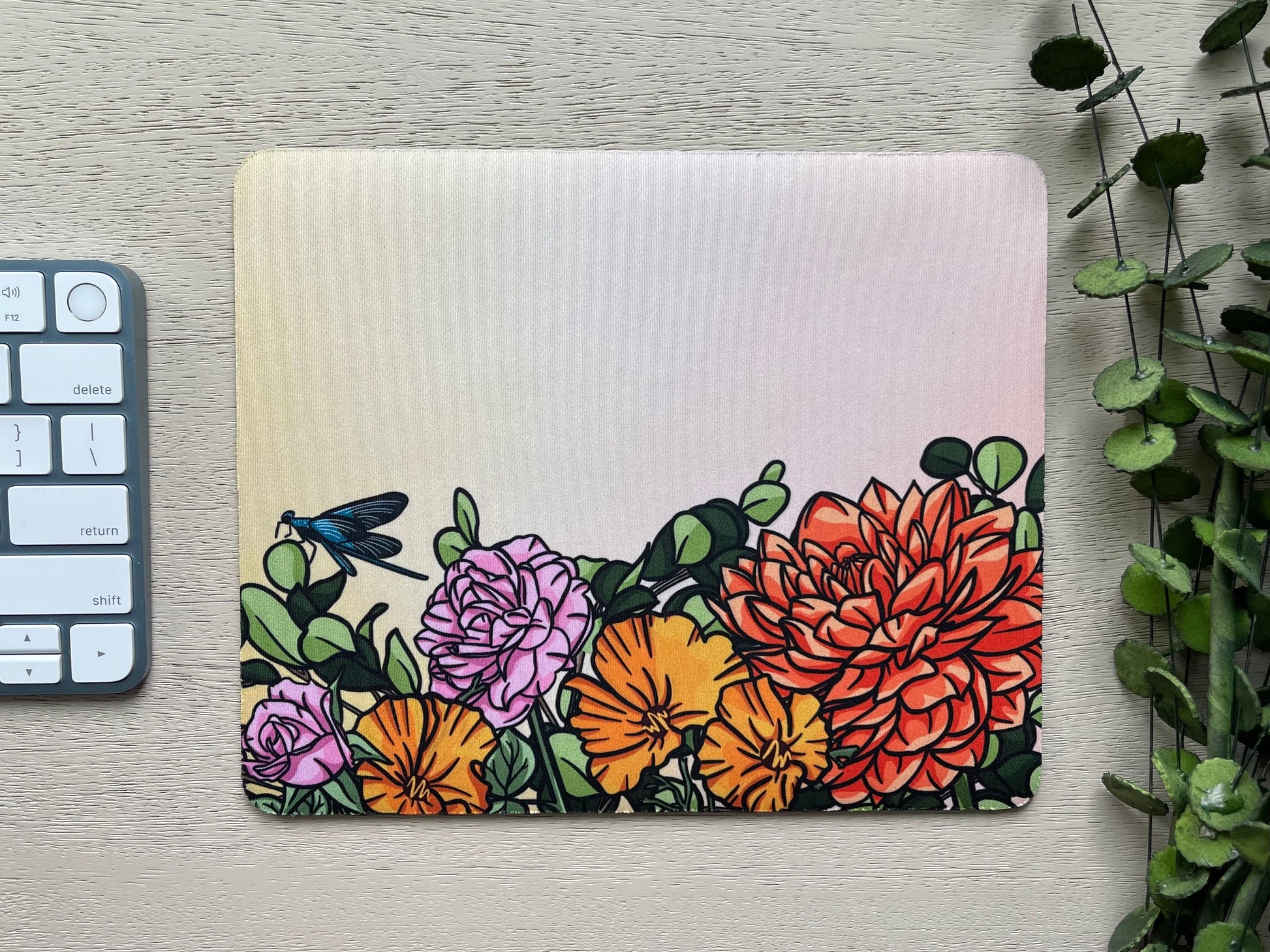Red and Orange Floral Mouse Pad