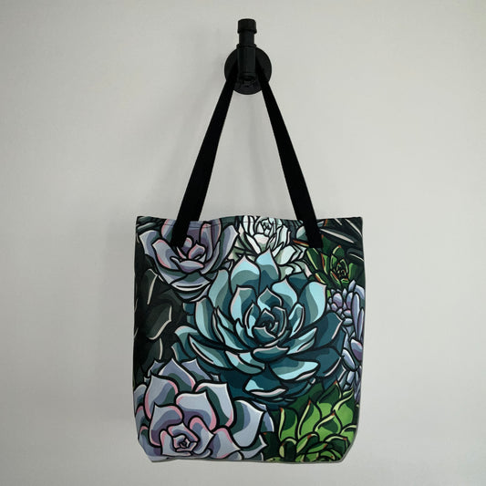 Succulent Tote Bag w/ Pocket, 16”x20”